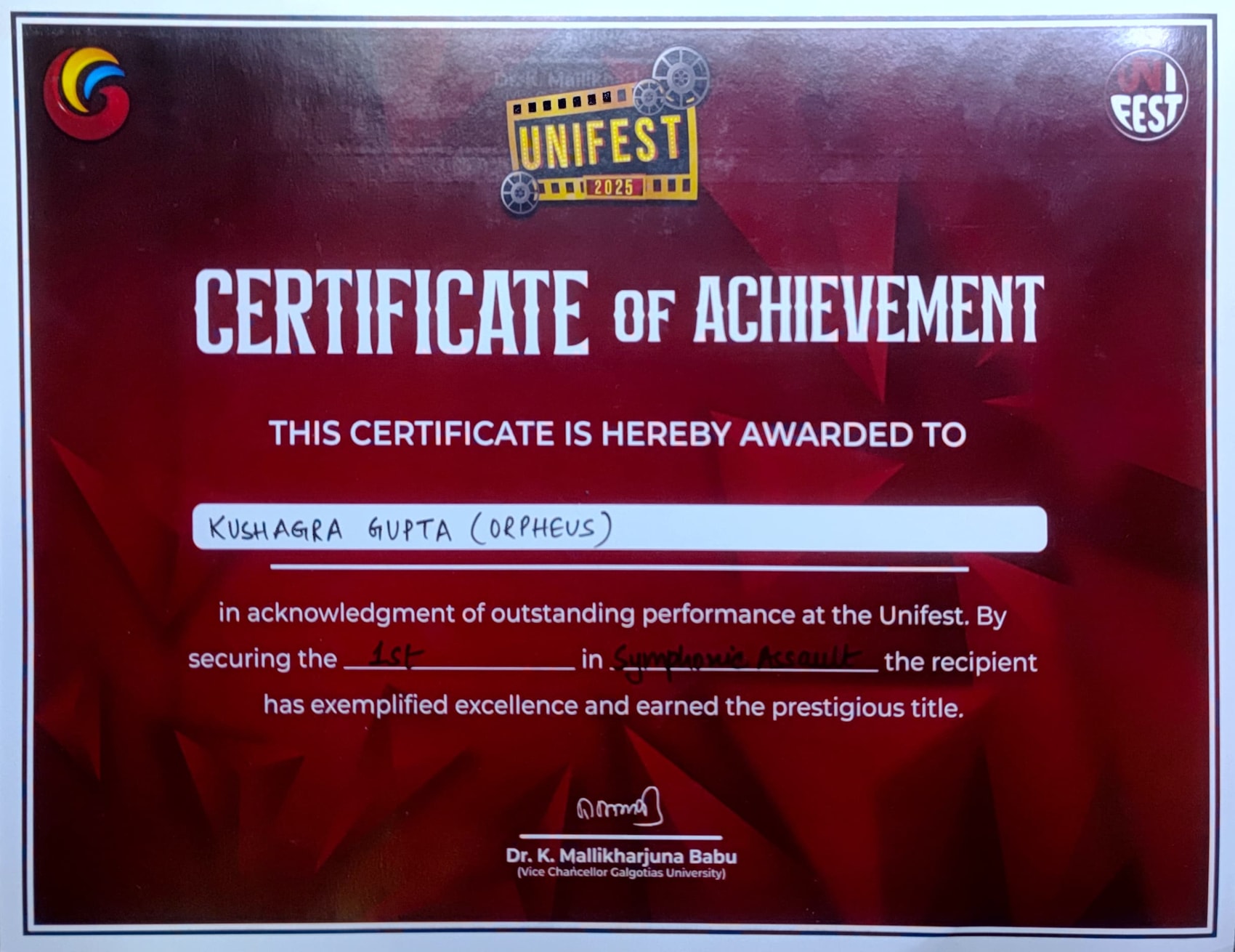 1st Place - Symphonic Assault (Unifest 2025)